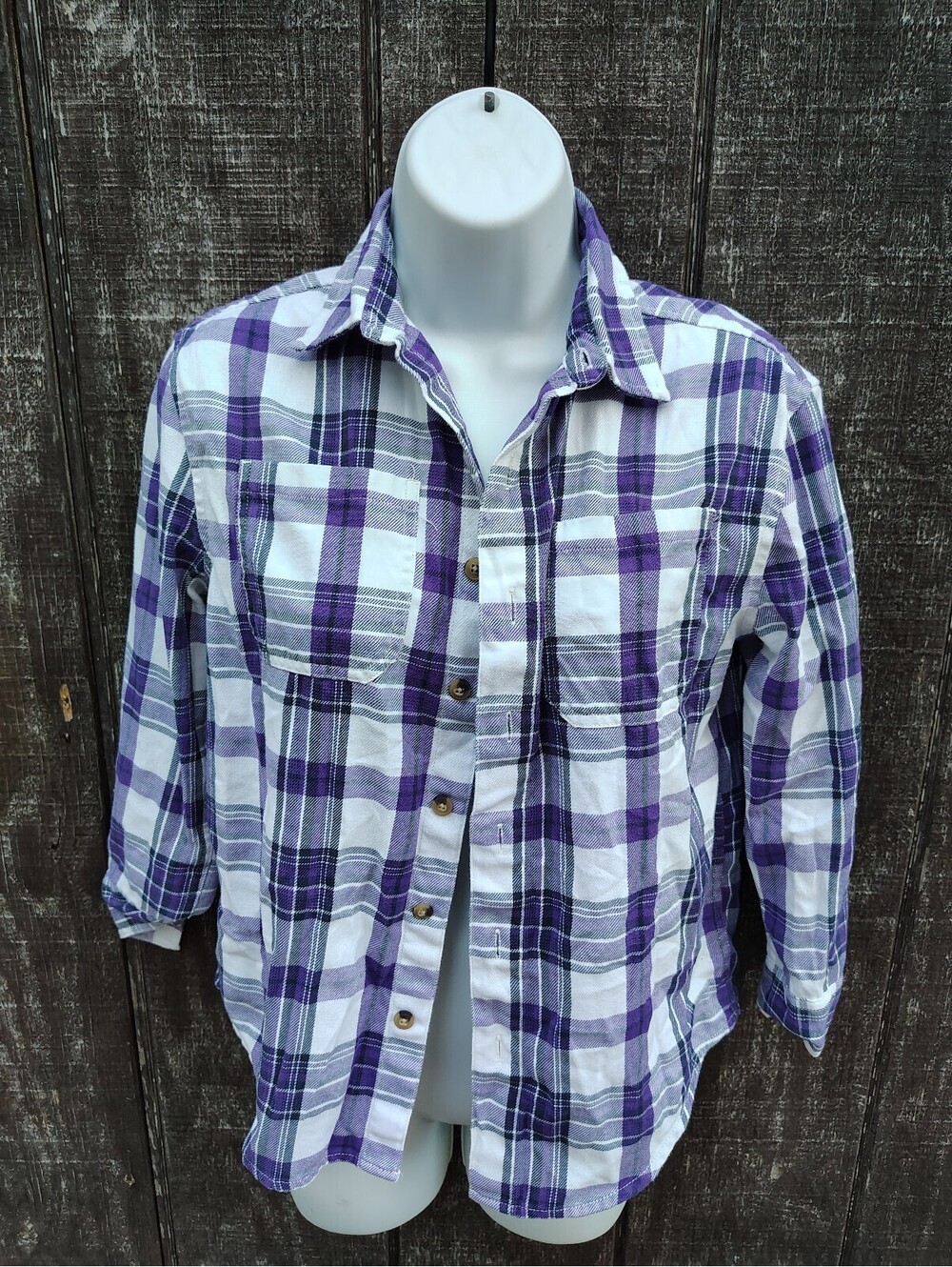 Thereabouts Purple Plaid Flannel Youth Top, Size: Medium 10/12.
